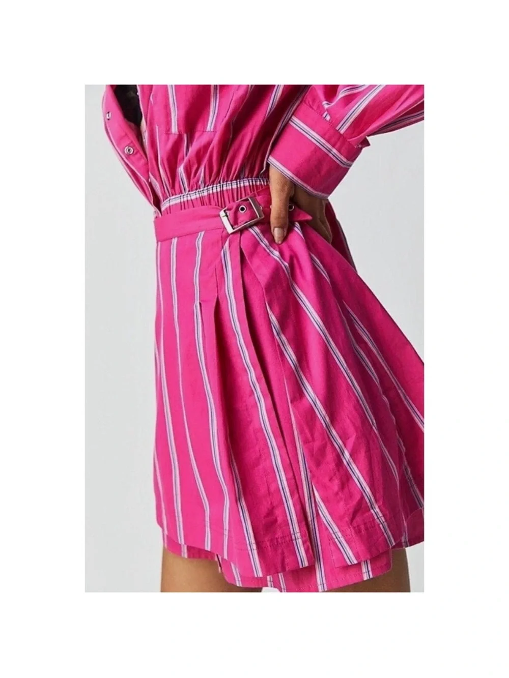 Free People Hot Pink Striped Mini Dress